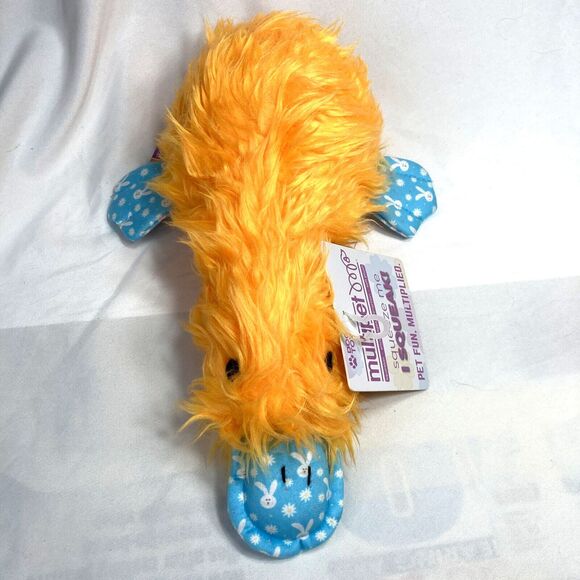 Multipet Duckworth Dog Toy Squeaky Spring Bunny Print Toss Fetch Cuddle 12 inch - Picture 1 of 15